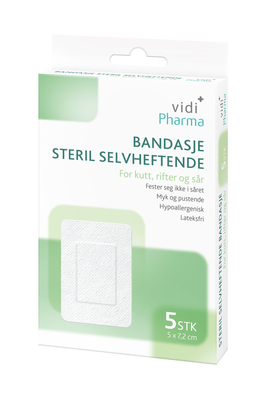 Vidi Pharma bandasje steril selvheftende 5x7,2cm 5 stk