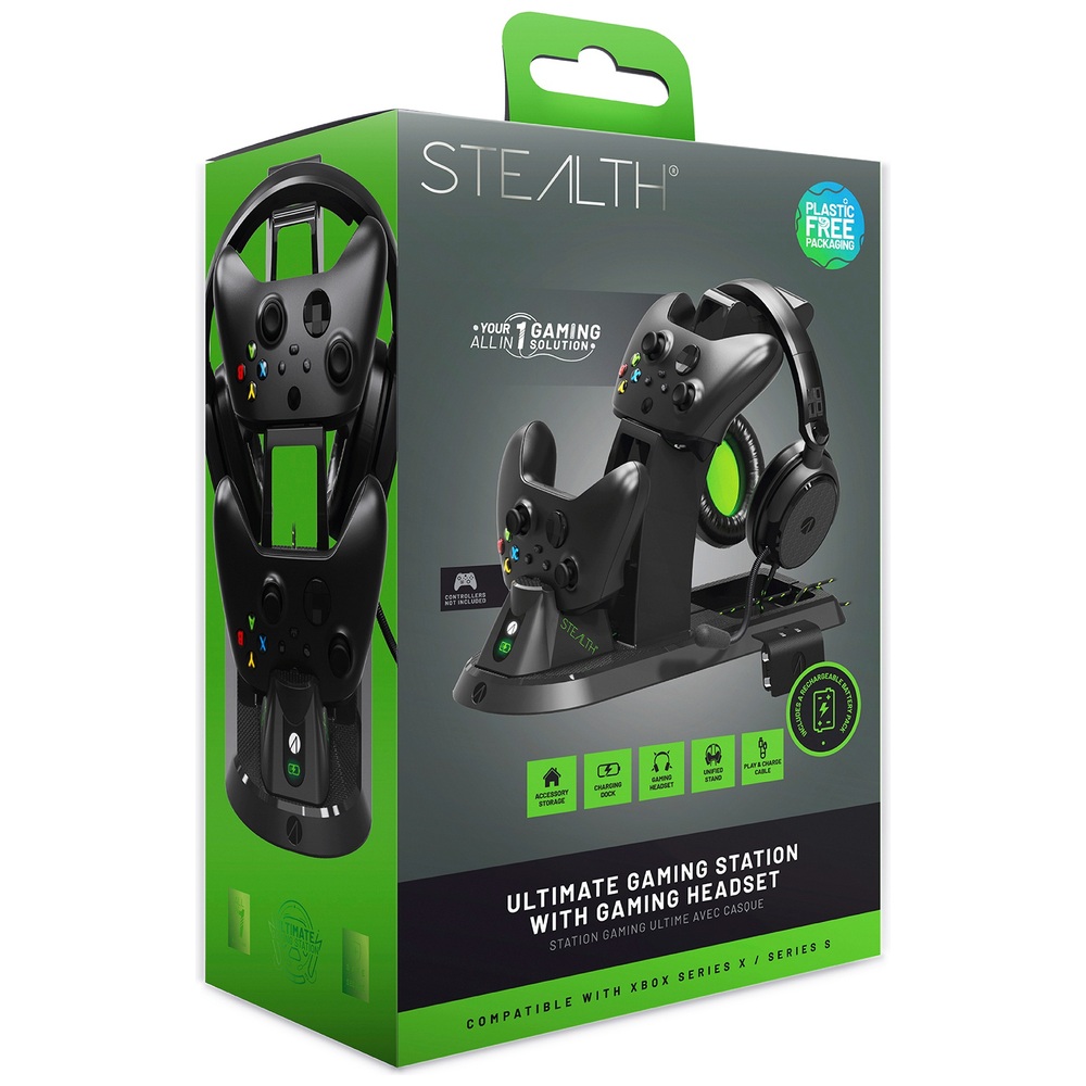 Unauffällige Ladestation, Halterung für Gaming-Headset und Controller für Xbox Series X|S – Schwarz