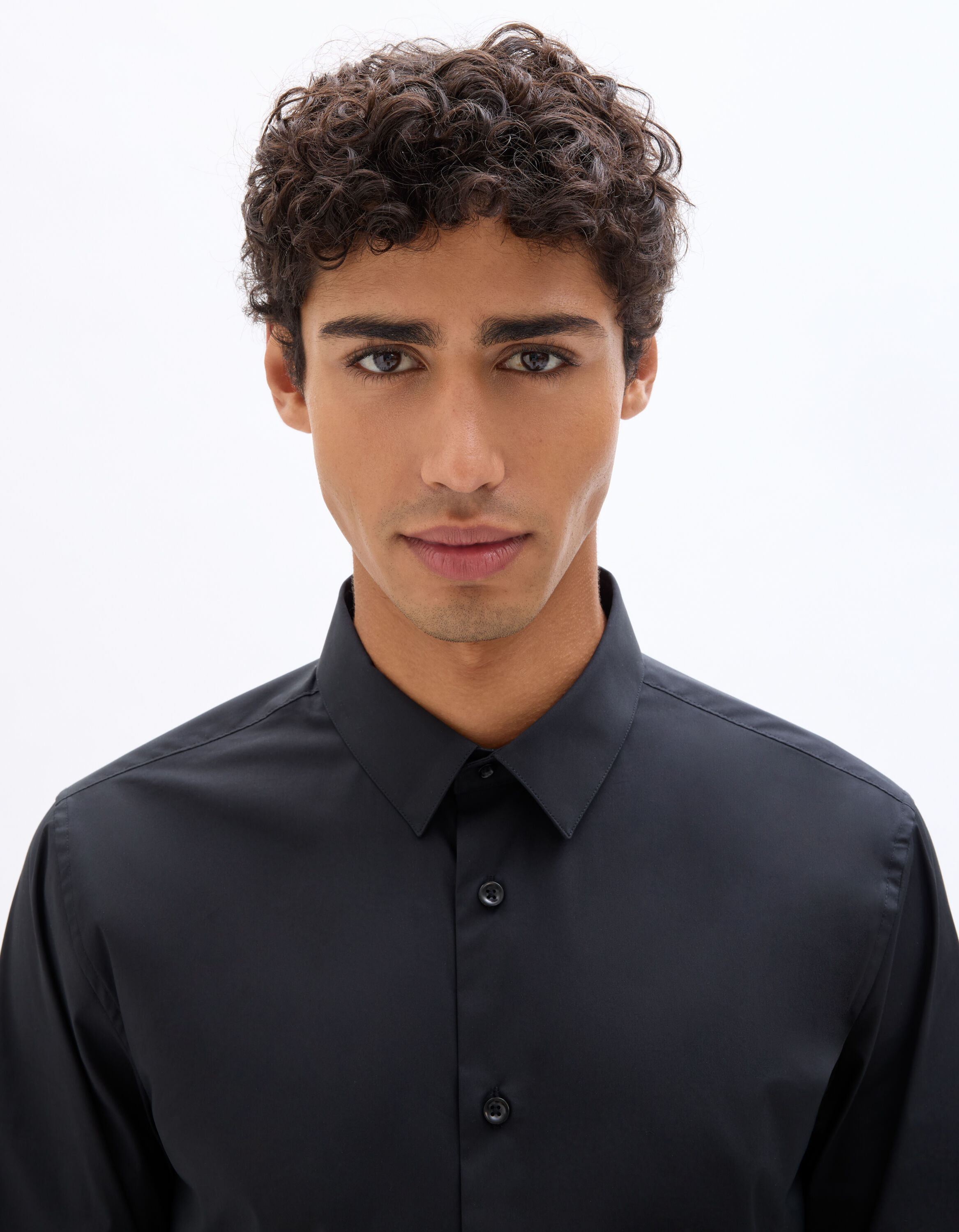 Chemise slim en coton stretch - noir