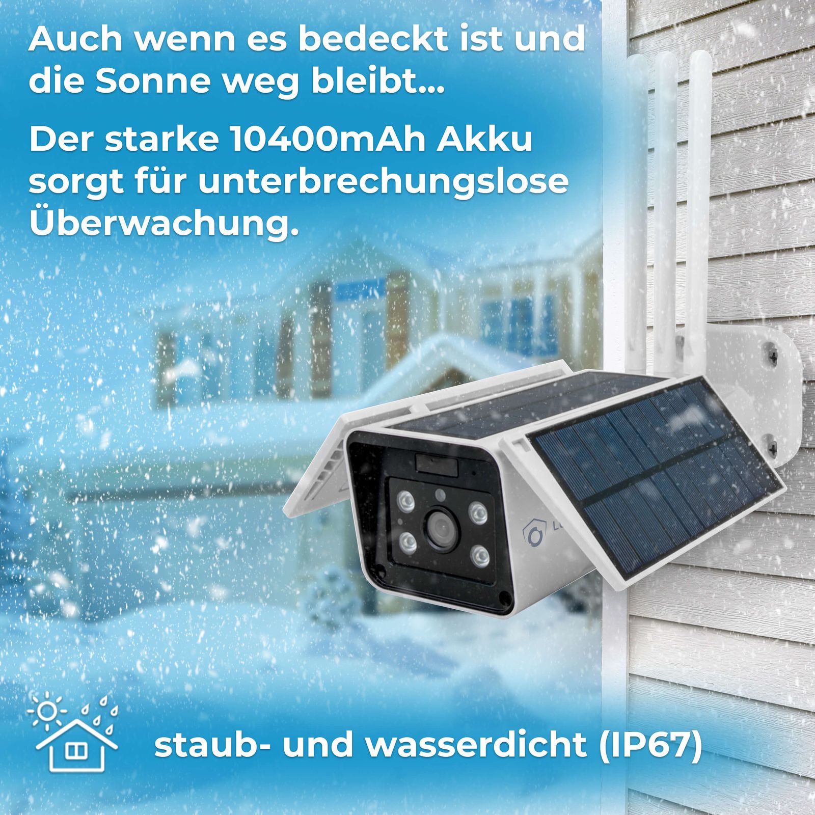 LUVISION WLAN Solar Kamera mit Solarzelle Solarpanel Solarkamera Tuya App Alexa kompatibel