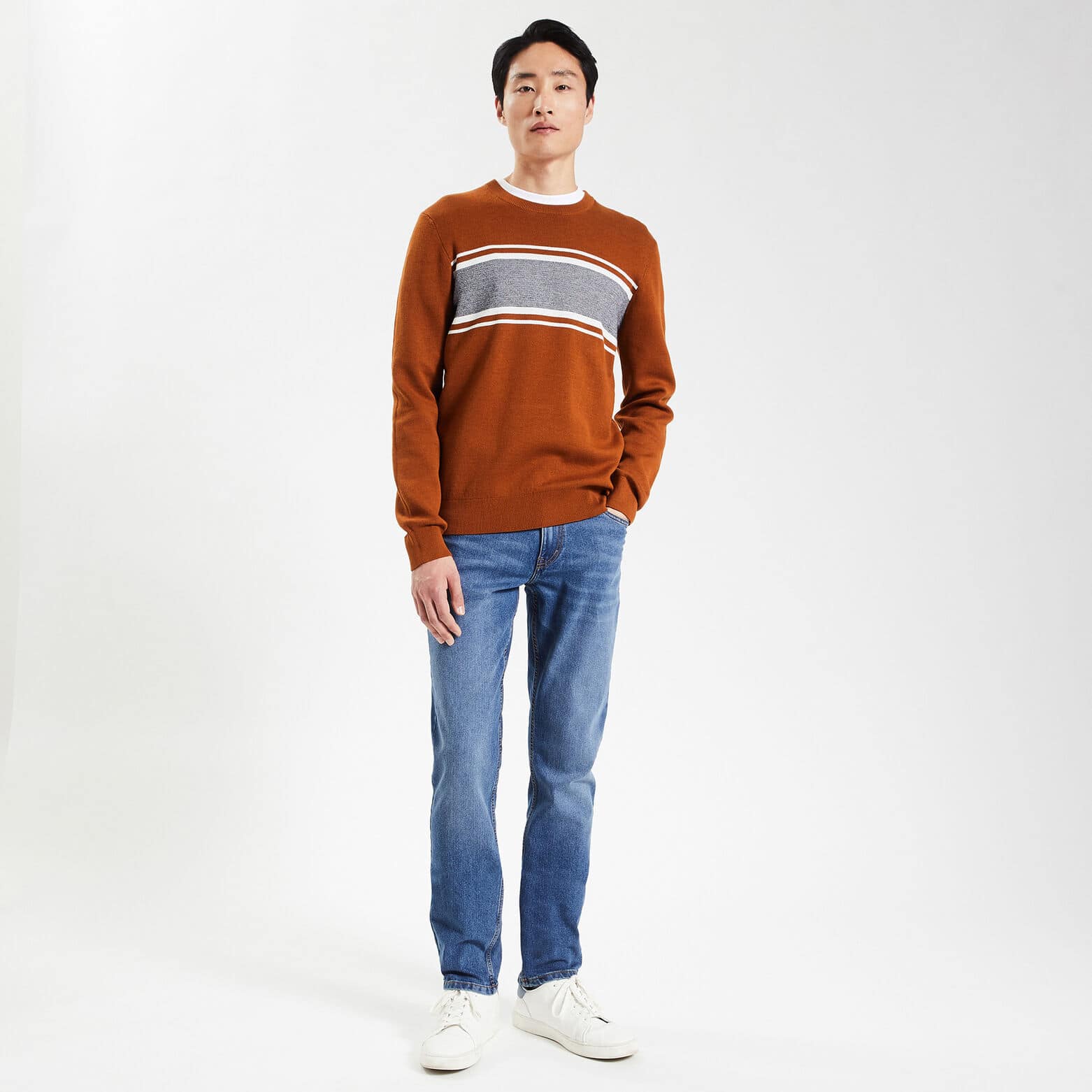 Jean regular en coton et polyester recyclés Bleu