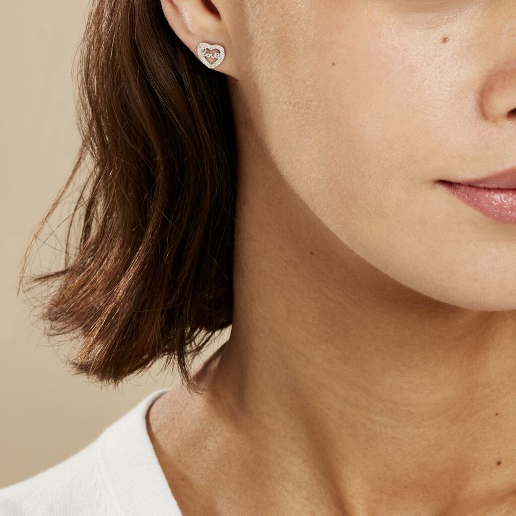 Boucles D'oreilles Puces Delicata Argent Blanc Oxyde De Zirconium