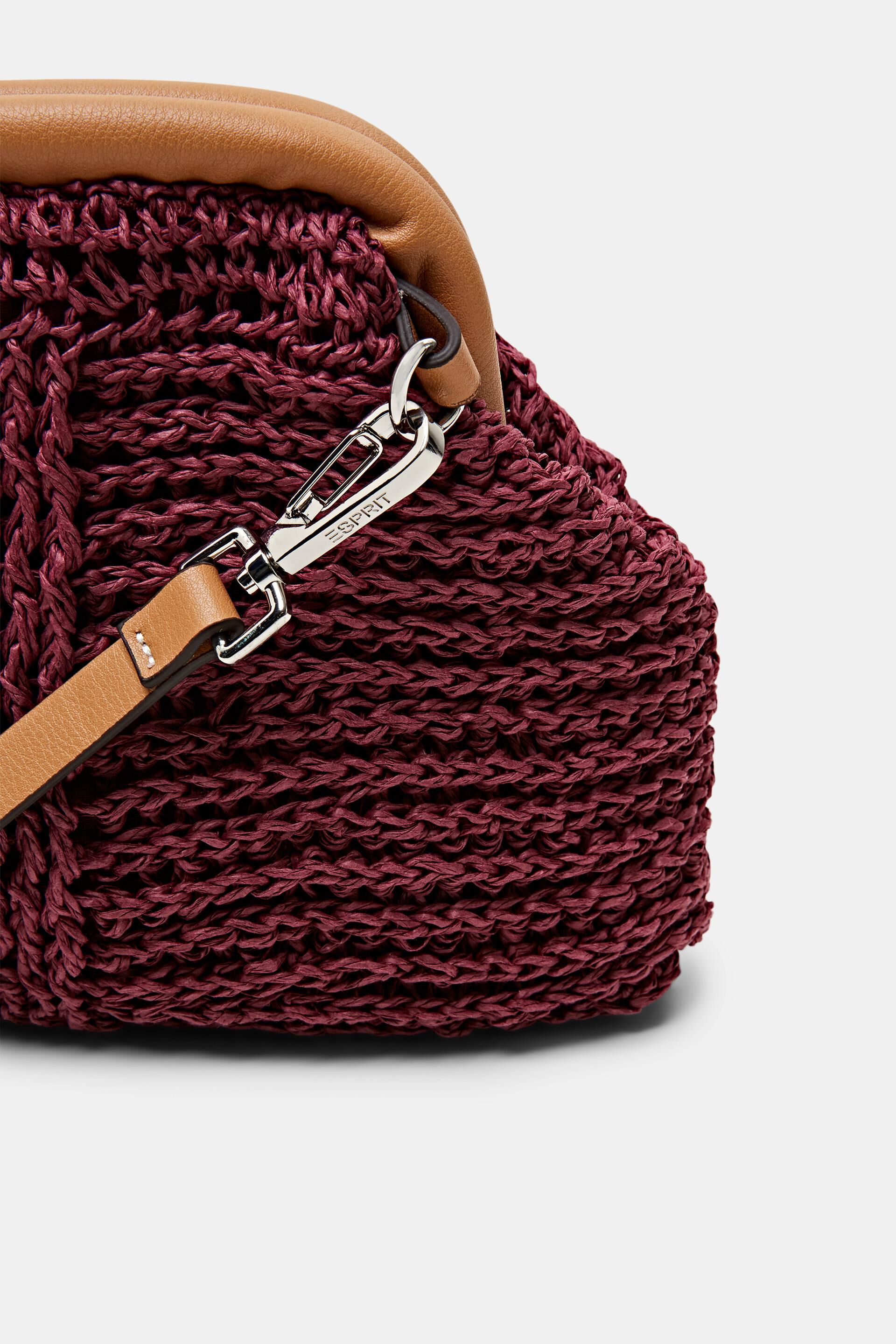 Sac bandoulière en raphia bordé de similicuir