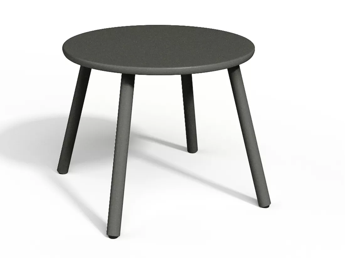 Salon de jardin en métal - 2 fauteuils bas empilables et tables gigognes - Gris anthracite - MIRMANDE de MYLIA