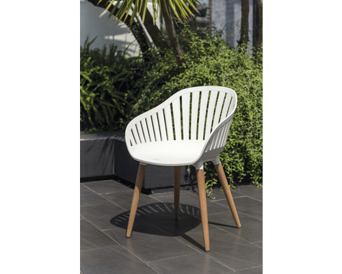 Garden Place Emmi 6-persoons eetkamerset bestaande uit: 6 stoelen, tafel (aluminium, WPC, hout, kunststof, wit)