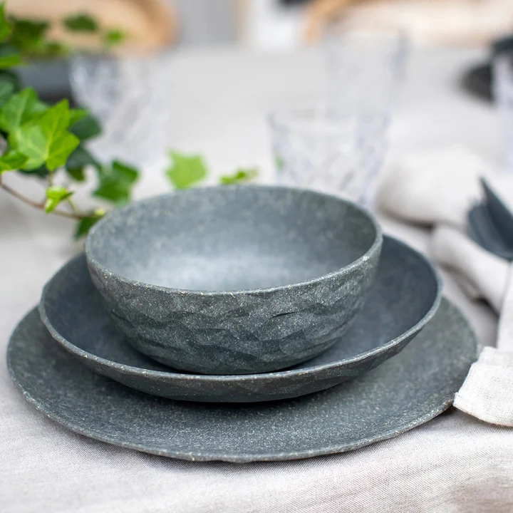 Koziol - CLUB PLATE Teller tief, Ø 22 cm, nature ash grey (4er-Set)