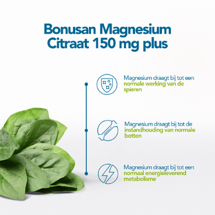 Bonusan Magnesiumcitraat 150mg Plus Tabletten 60TB