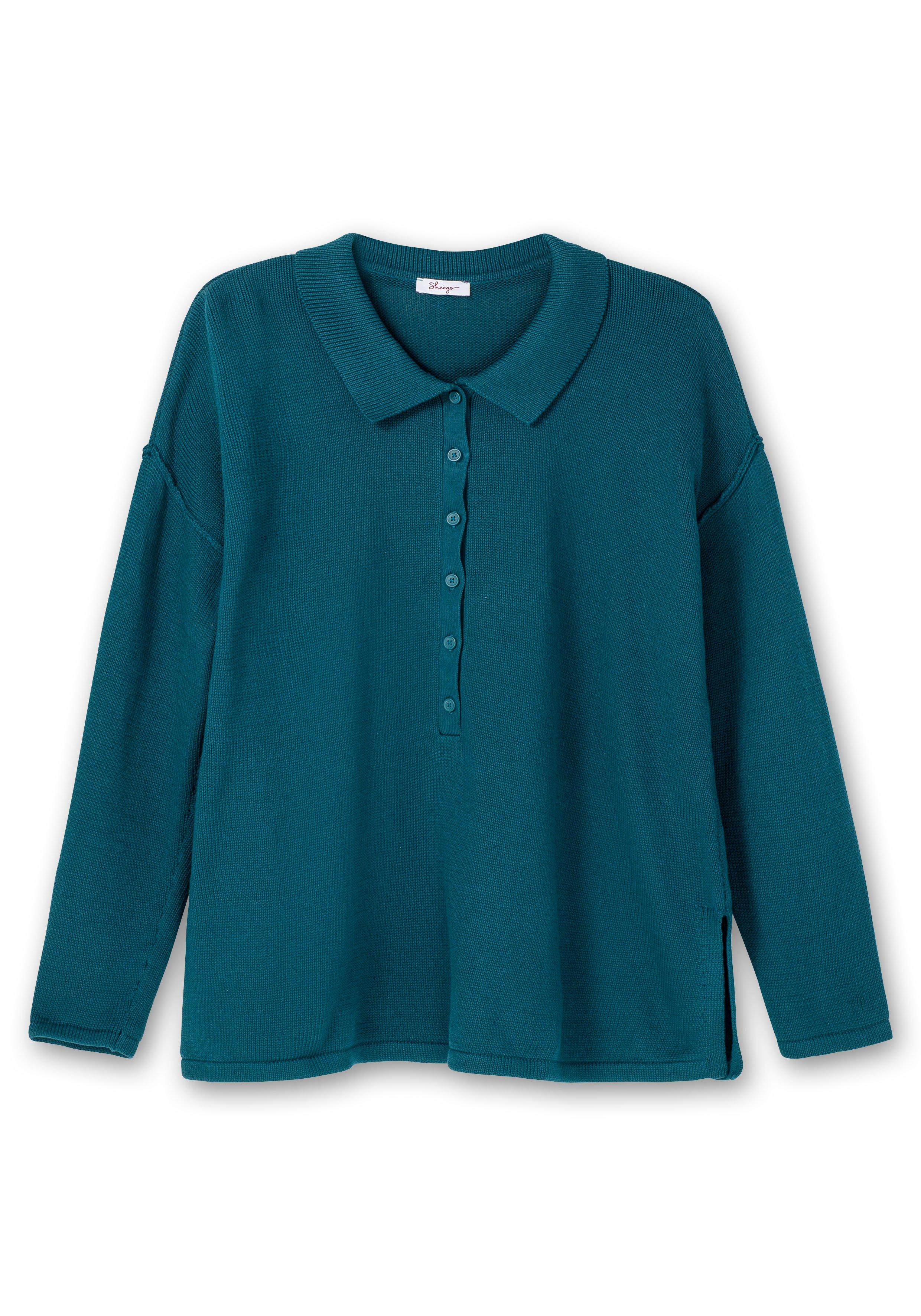 Pullover im Linksstrick, mit Polokragen