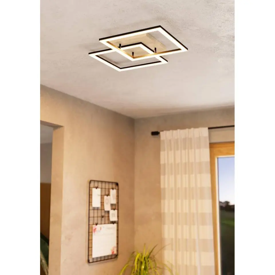 EGLO Lomaltas-Z Plafonnière - LED - 77 cm - Zwart/Bruin