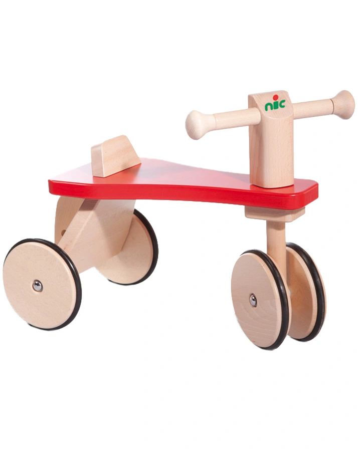 Holz-Dreirad nic-Runner in rot/natur