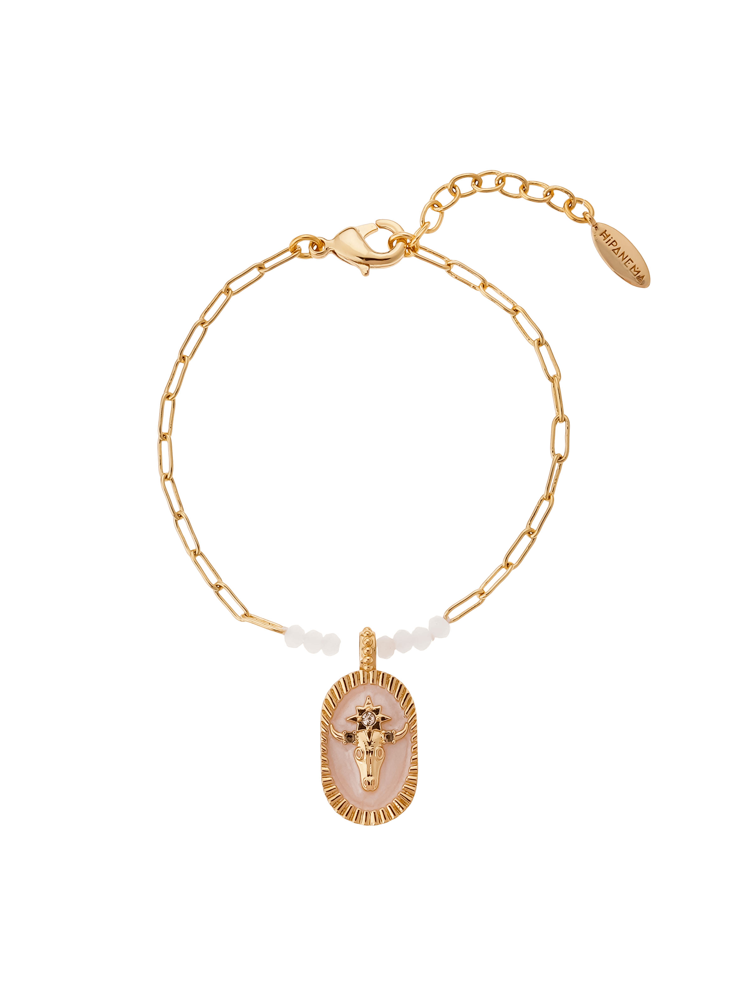PICADOR - Bracelet chaîne avec pendentif en laiton | Blanc