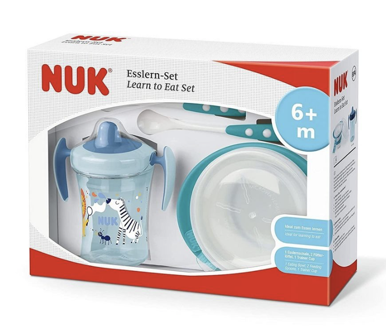 NUK Dining set Learn-to-eat Blue / turquoise 6+m - Ecru