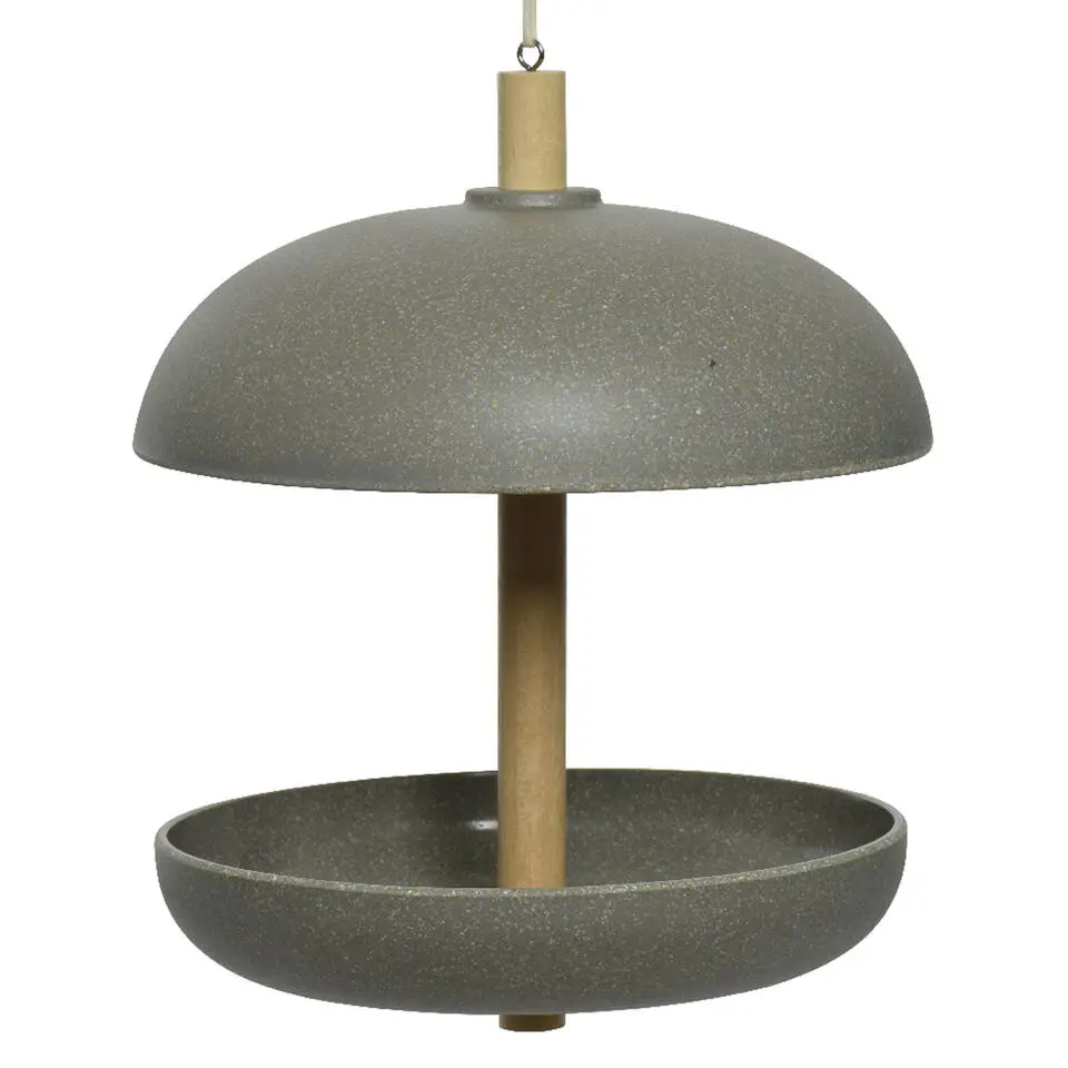 Decoris Vogelvoedersilo - hangend - bamboe - grijs - 25 cm
