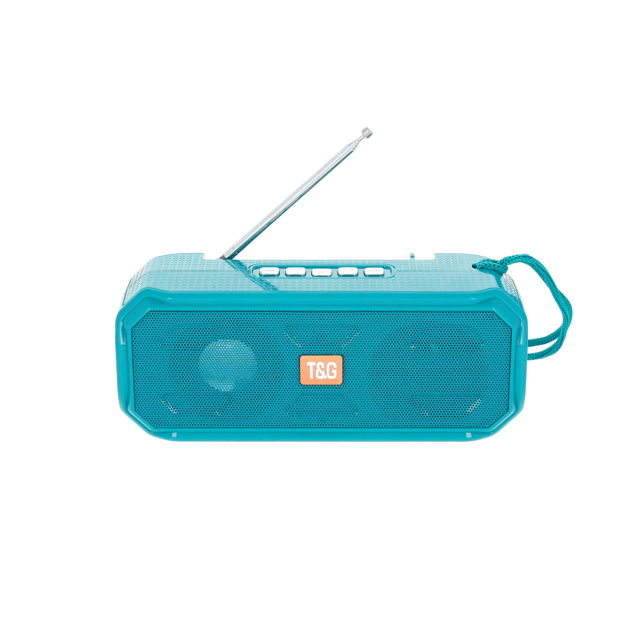 3in1 Bluetooth 5.0 Lautsprecher FM Radio Solar Powerbank 1200mAh   Taschenlampe (MicroSD Slot   Aux In) - Türkis