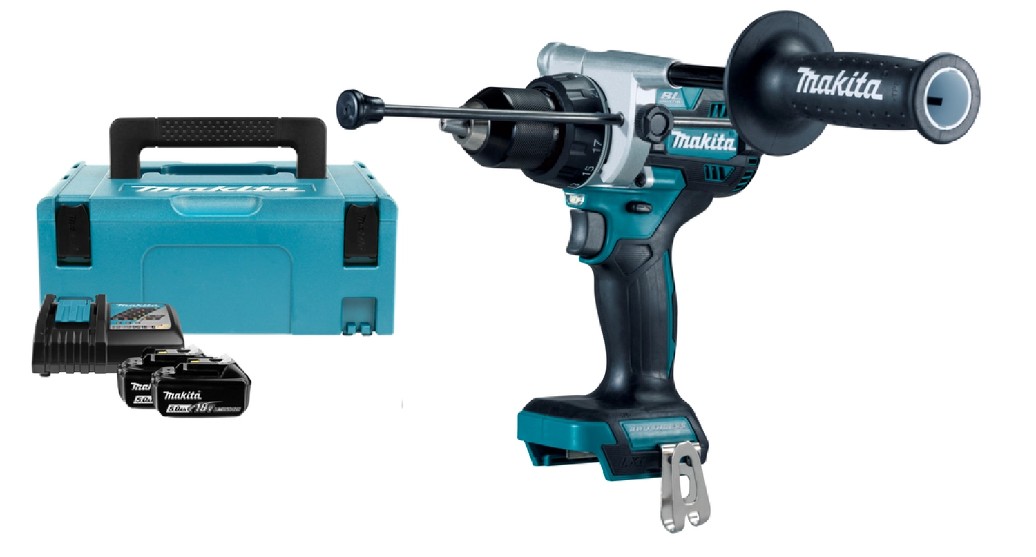 Makita DHP486RTJ 18V Li-ion Accu klopboor- /schroefmachine set (2x5.0Ah) in Mbox