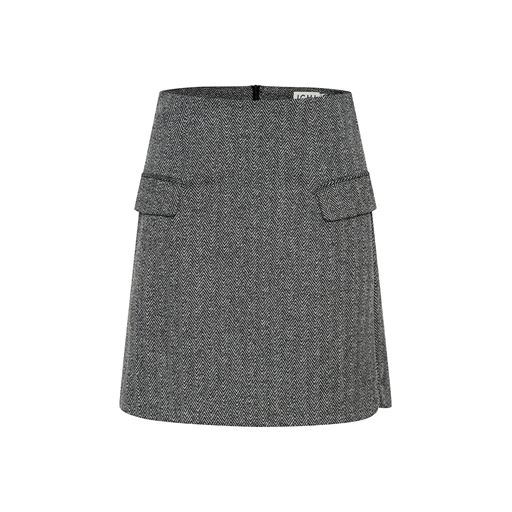 Ichi Kate Jacquard Nederdel, Black/White Herringbone, S