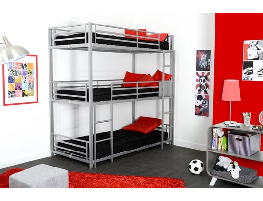 CONCEPT1 - Lit superposé Trio3 argent 90x190