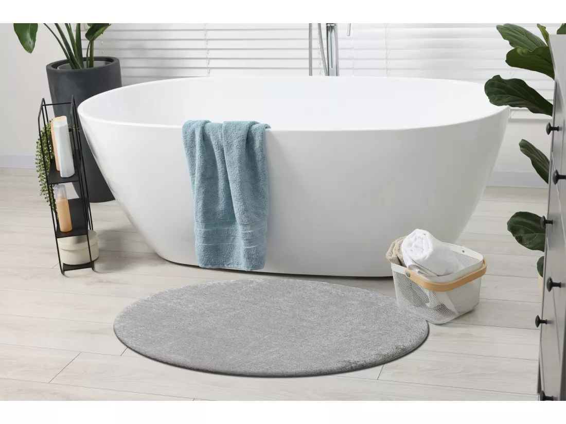 Tapis de salle de bain SANTA cercle plaine, antidérapant, doux - gris cercle 100 cm