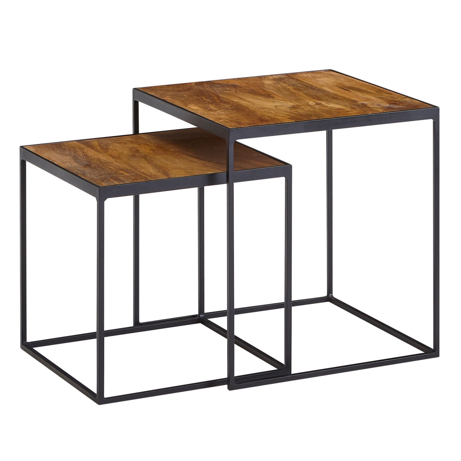 2er-Set Beistelltische - braun - schwarz - 40 cm