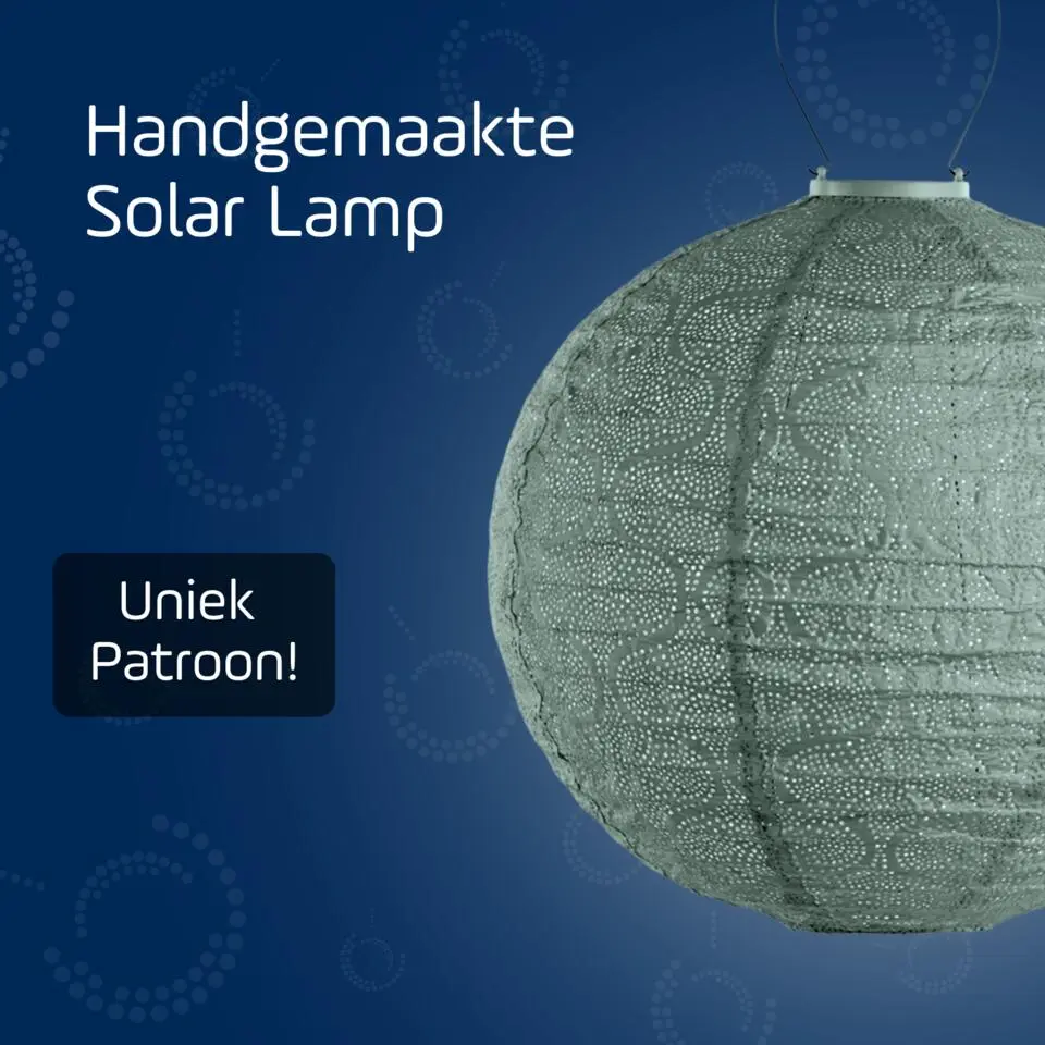 LUMIZ Solar Lampion Tigres Rond - 40 cm - Sage Green