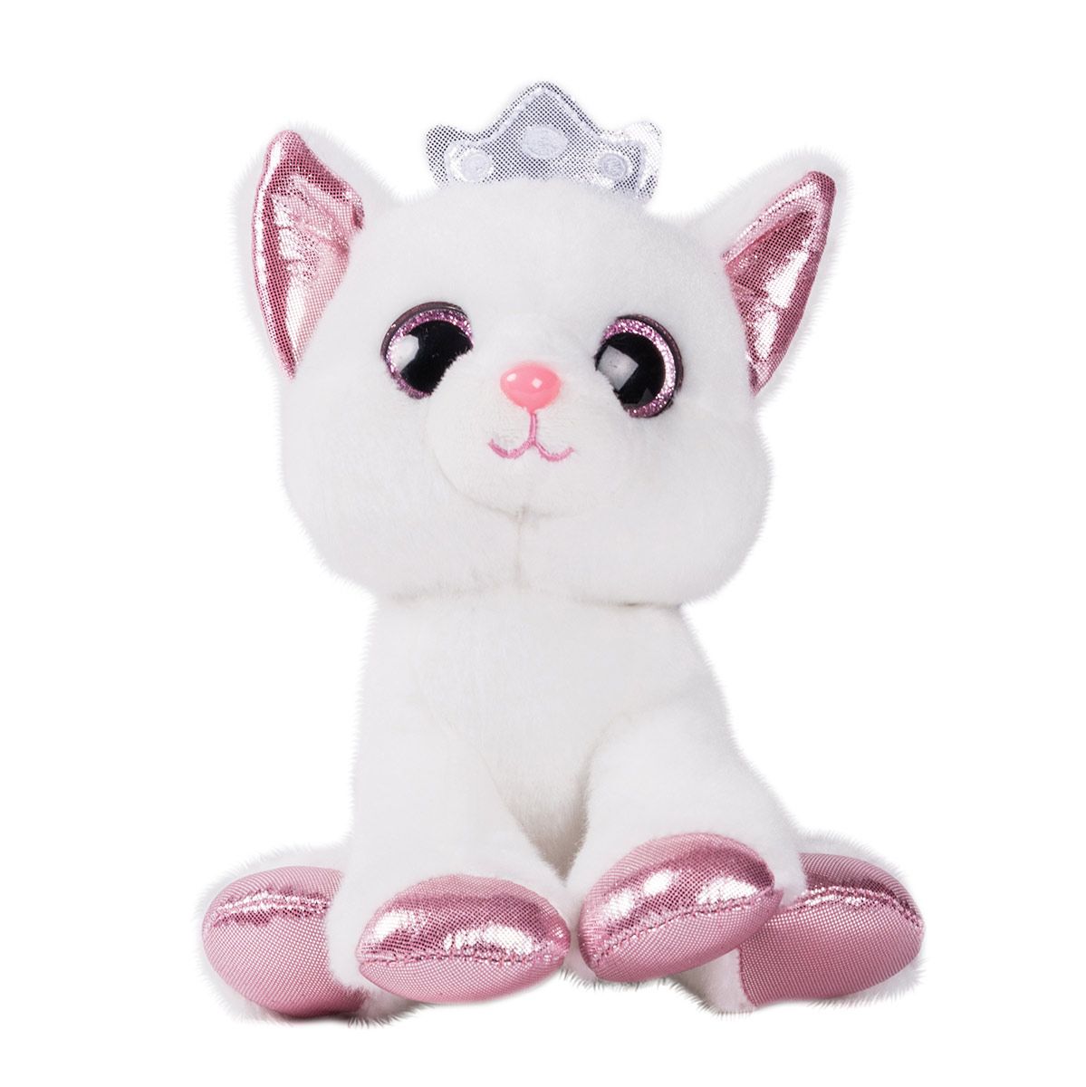 Chat blanc pailleté 16 cm