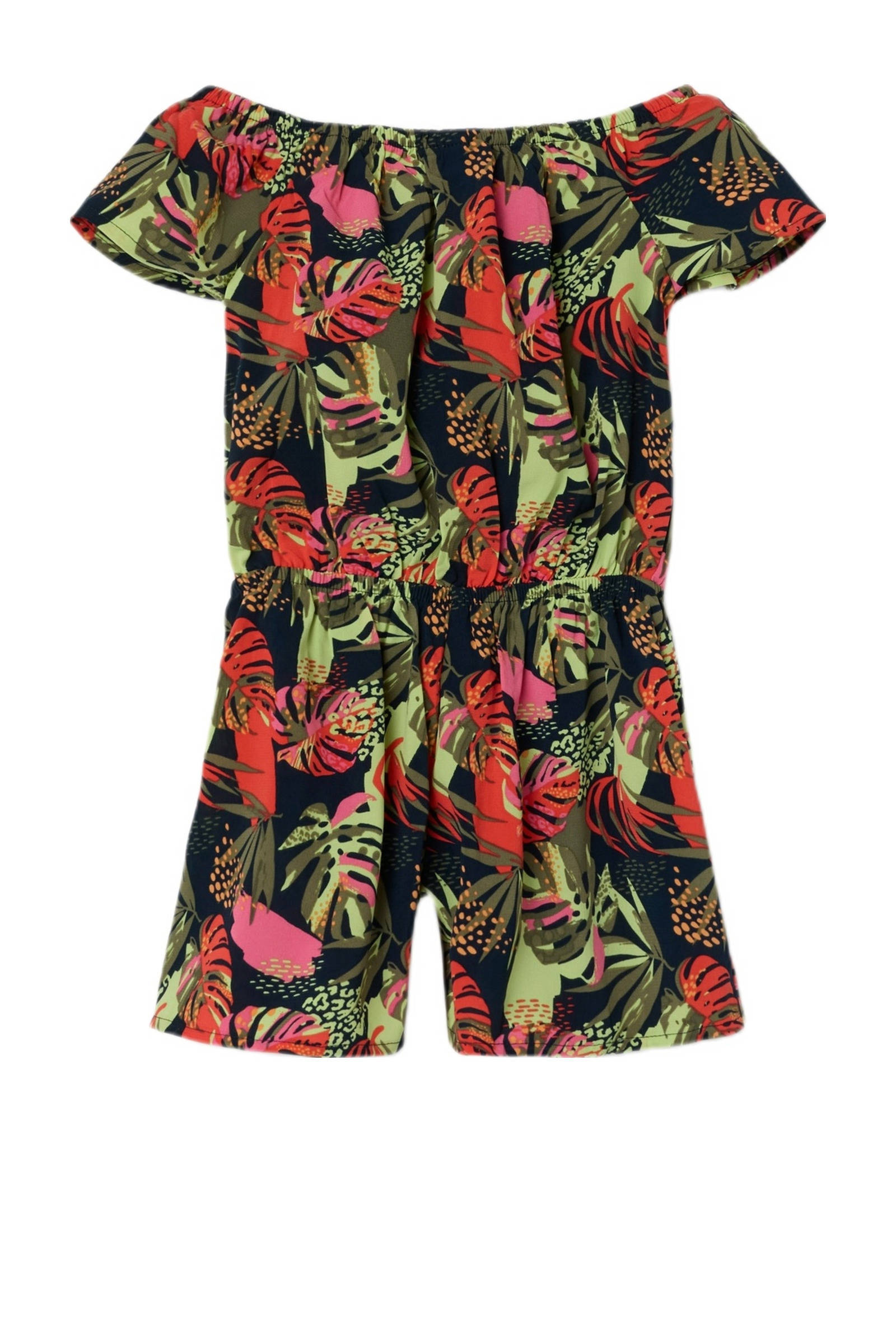 NAME IT gebloemde playsuit NMFVINAYA groen/donkerblauw/roze