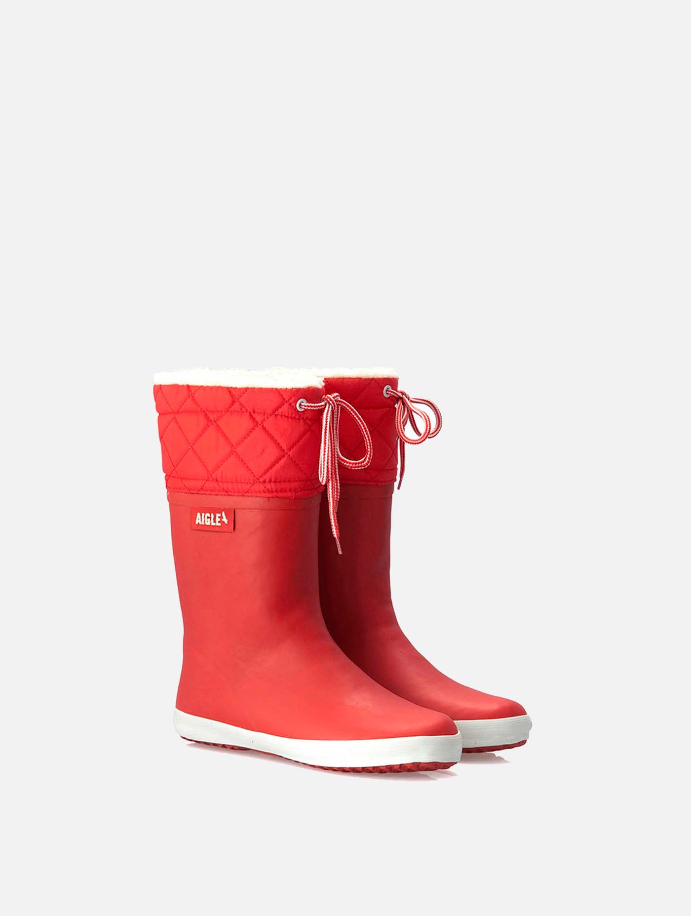 La botte pour enfant fourrée, idéale par temps froid ROUGE/BLANC