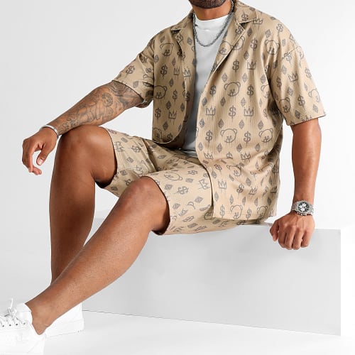 Ensemble Chemise Oversize Et Short Jogging Maison de Couture 0053 0057 Camel