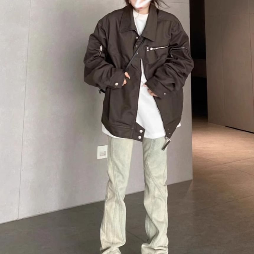 Chuoku - Mid Rise Washed Flared Jeans