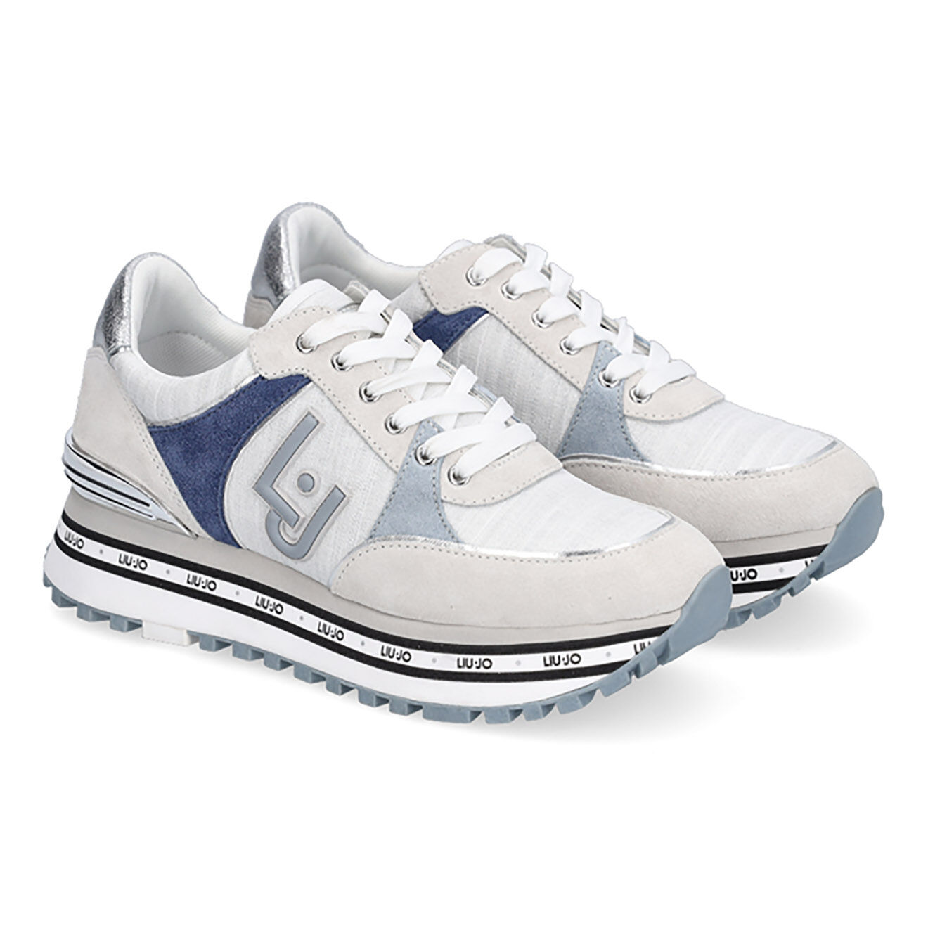 Liu-Jo Sneakers en Velours de Cuir Maddy blanc/gris/bleu