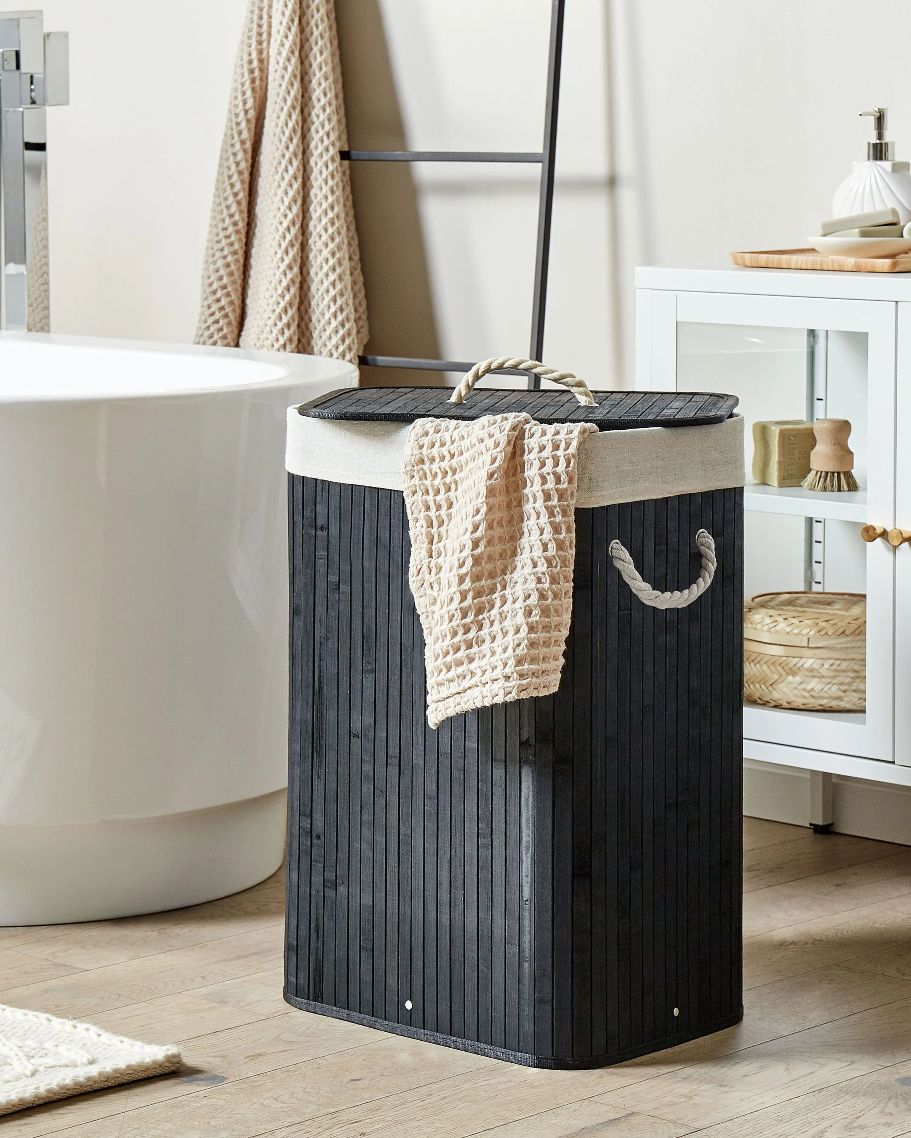 Mand KOMARI Bamboehout Zwart 72 L