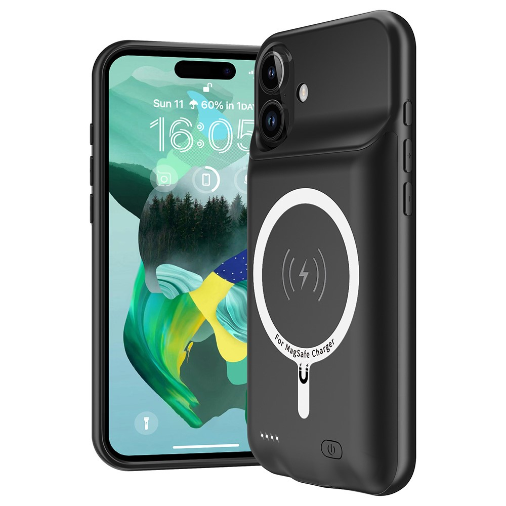 iPhone 16 Plus MagSafe Backpack Akku Case Schutzhülle (7000mAh) - Schwarz