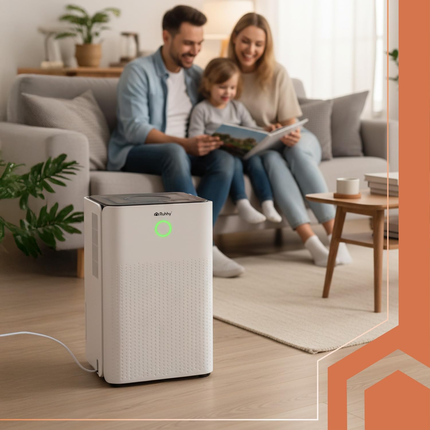 RUHHY DRYZIX Luftentfeuchter 12 L/24 h mit WLAN & Hygrostat, 0–24 h Timer, 38 dB Leise, 2 L Tank & Dauerablauf, Auto-Defrost – Entfeuchter für Wohnung, Keller, Waschküche, ca. 30 m²