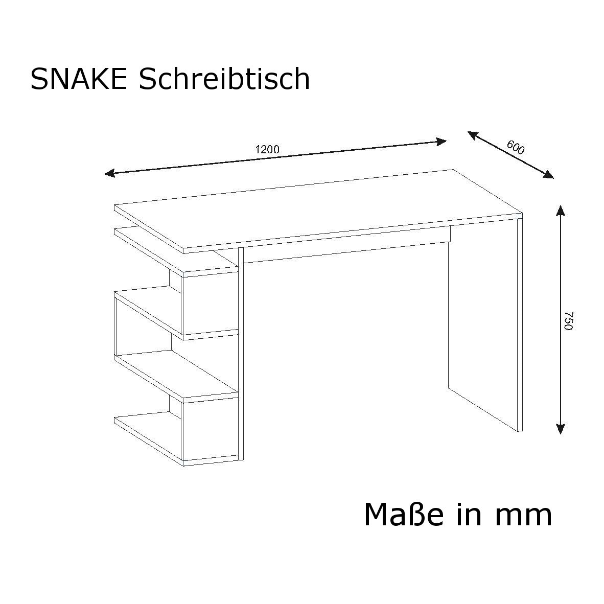 Schreibtisch- weiß-Walnuss- 120 cm breit