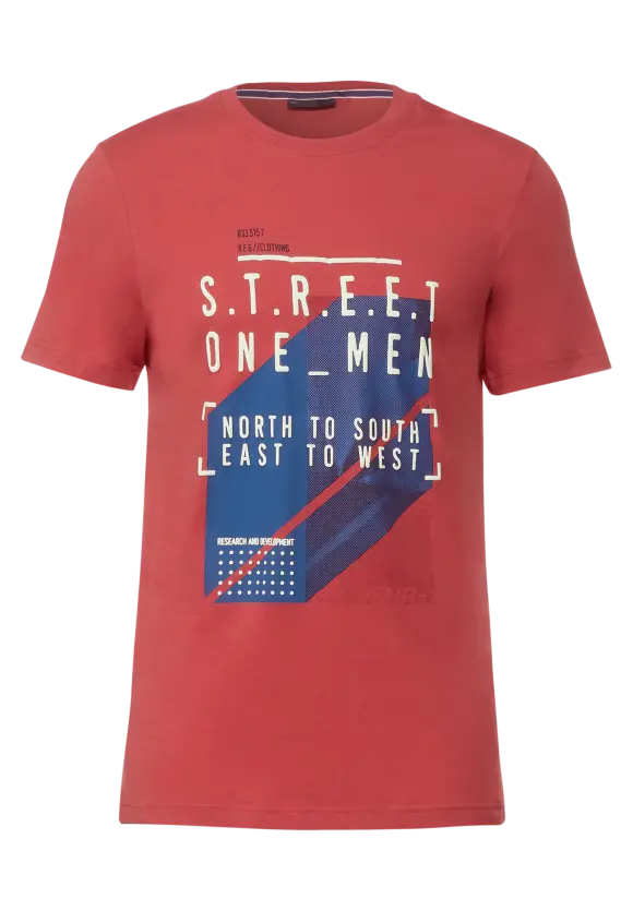 T-Shirt mit Partprint - lobster red