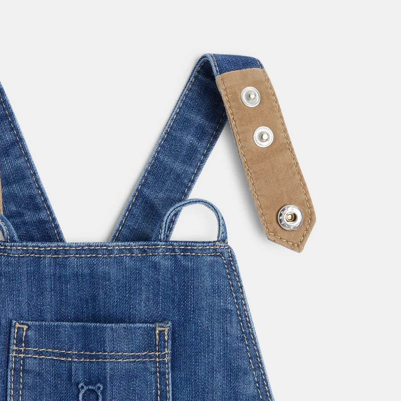 Salopette courte denim bleue bébé garçon Bleu