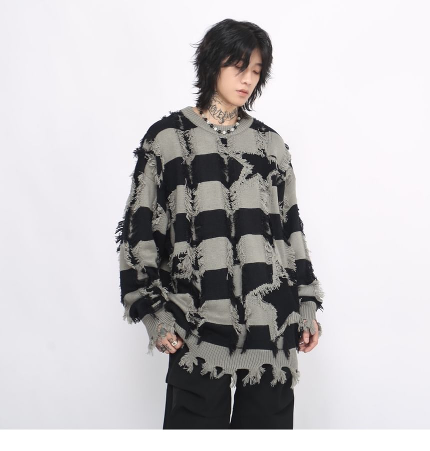 Derbundy - Oversized trui met ronde hals en strepen