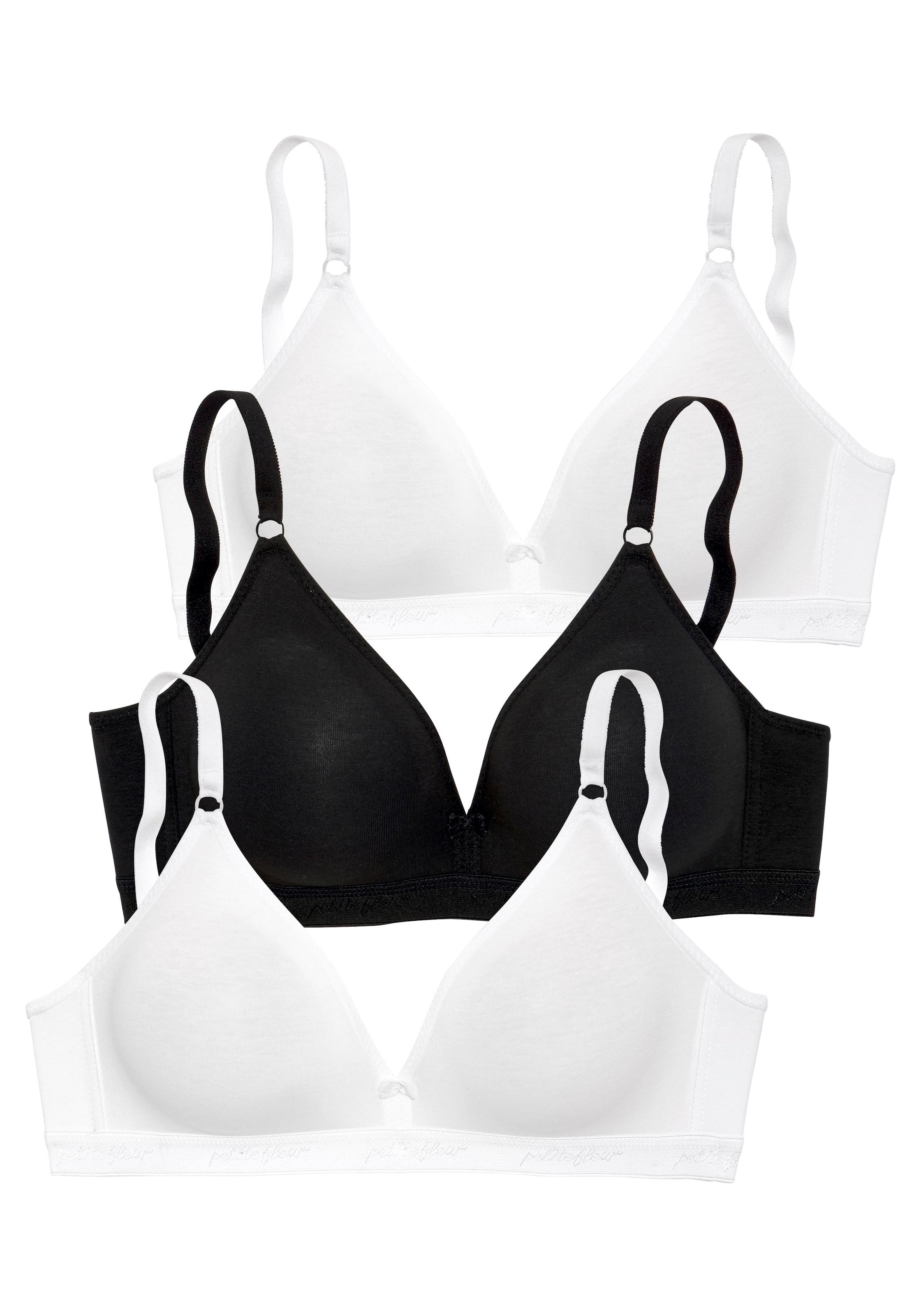 petite fleur Bralette-BH, 3 Stücker Packung, ohne Bügel im Triangel-Schnitt aus schöner Baumwolle