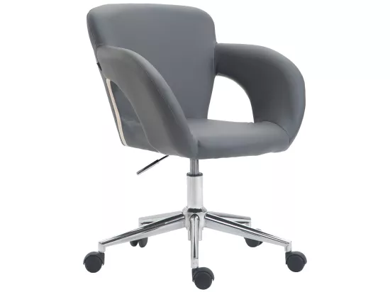 Chaise de bureau - Similicuir & Métal chromé - Gris - Edison