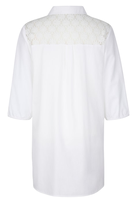 Long-Bluse, Hemdkragen, Spitzen-Einsätze