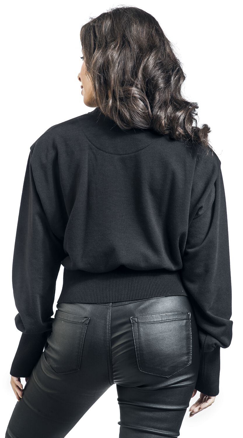 Sweat Crop Top avec Imprimé Corbeau | Black Premium by EMP Sweat-shirt