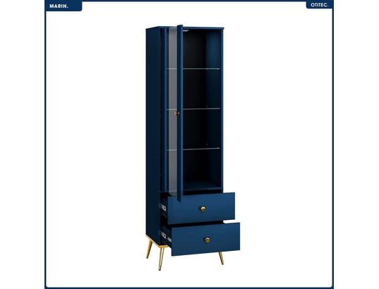 OTITEC - Armoire vitrine - h.190 x l.55 x p.40 cm - marin