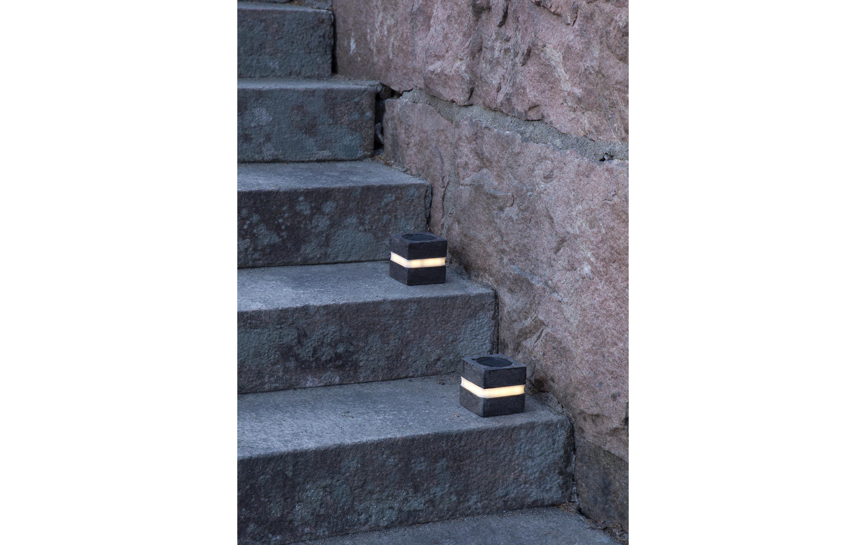 Solar Decoration Stonecube Warmweiss, GrauSolargartendekoration
