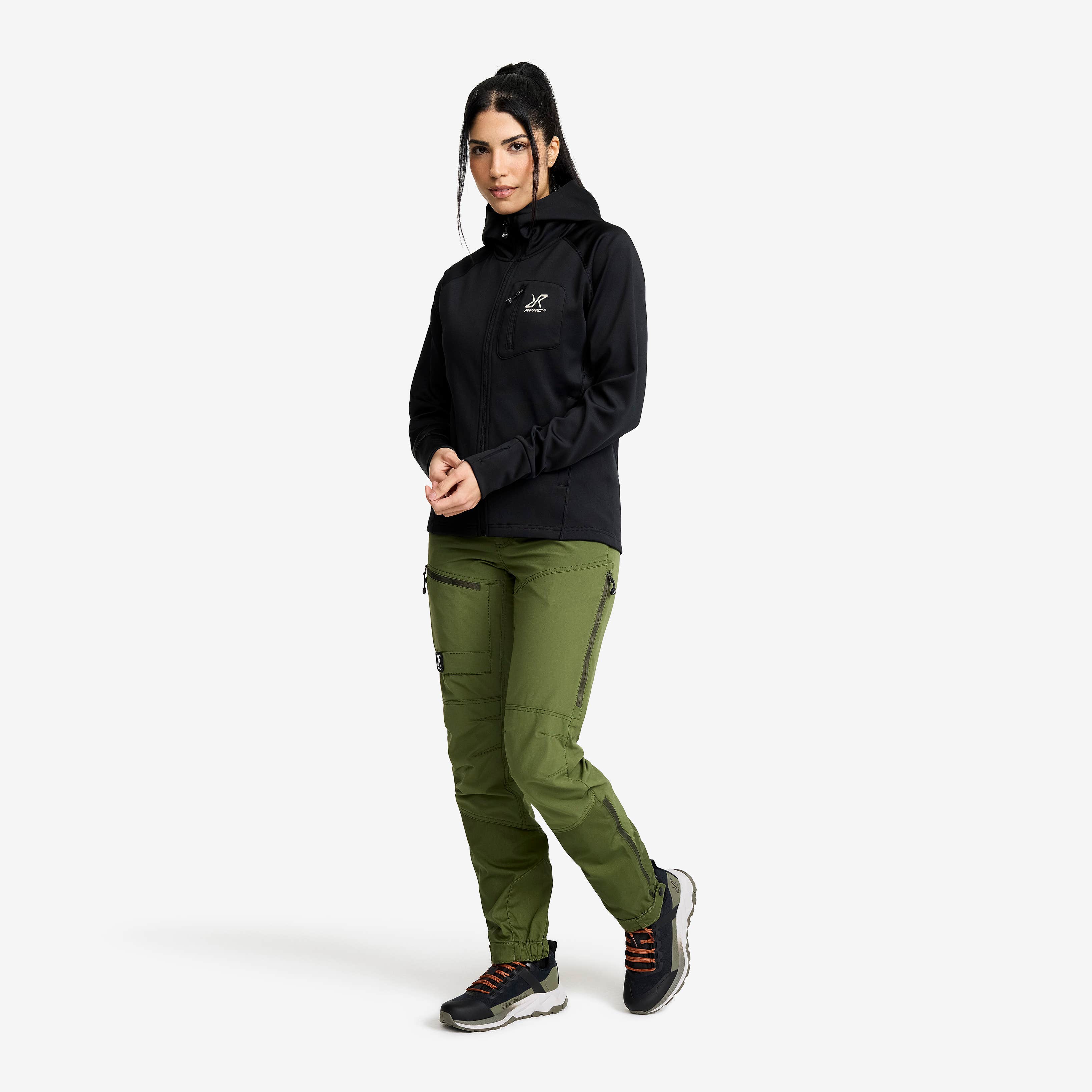 Evolution Stretch Fleece Hoodie Dame Black