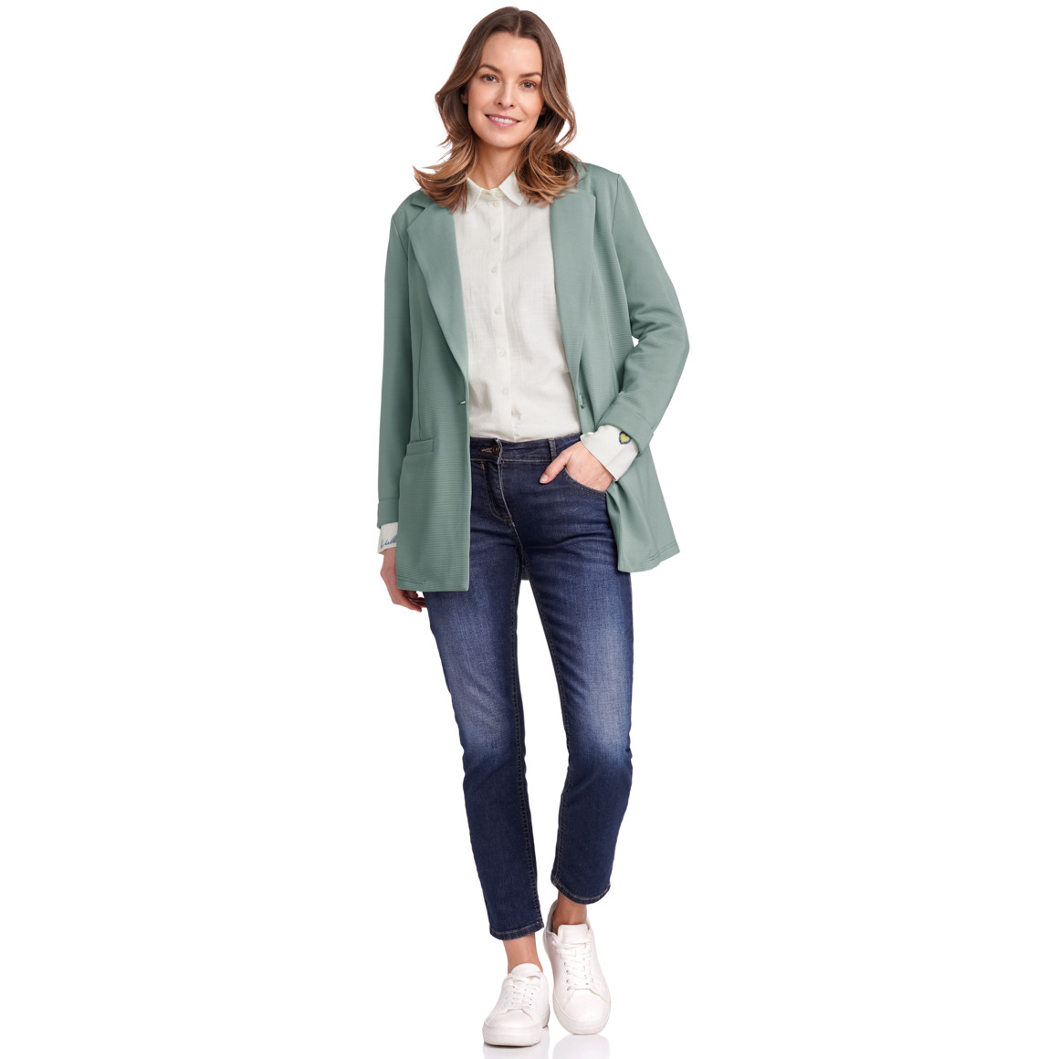 Gina Benotti Damen Blazer mit Rippstruktur hellgrün