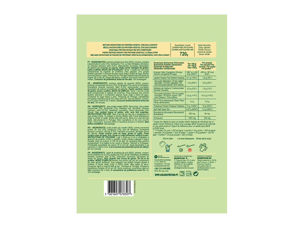 V-PROTEIN GOLDNUTRITION BAUNILHA 720 G