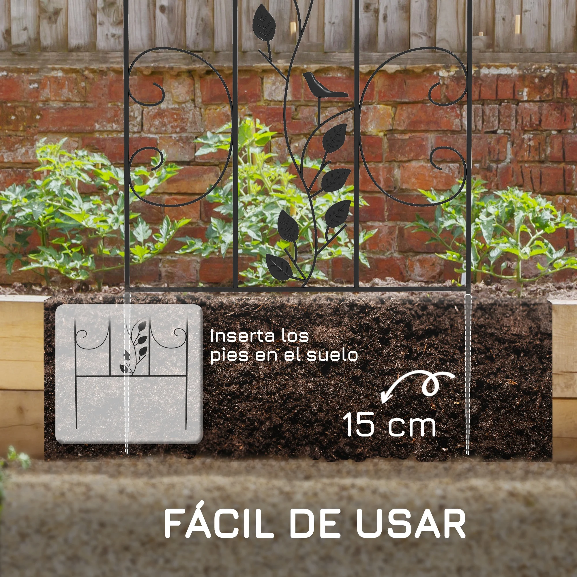 Treliça de jardim preta Outsunny