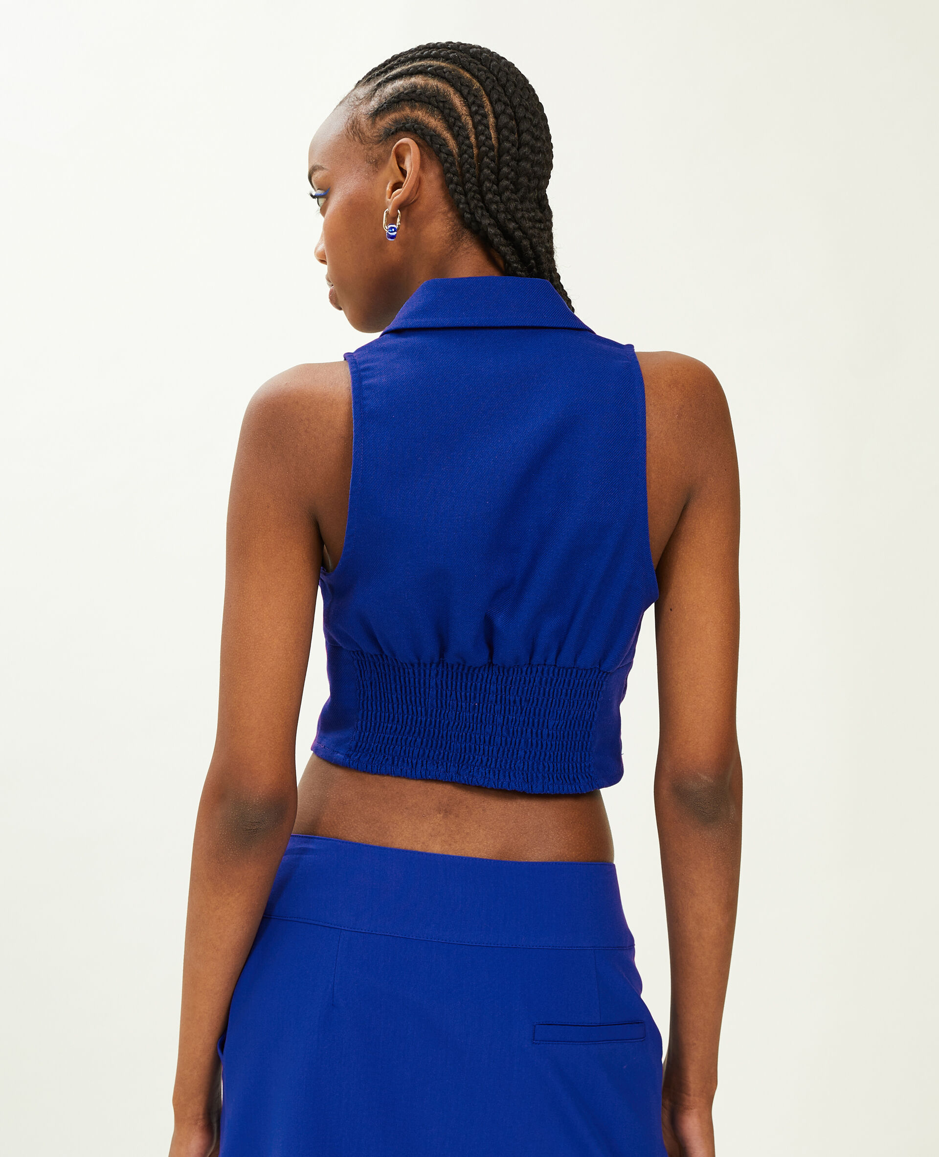 Top façon gilet de barman - Bleu électrique