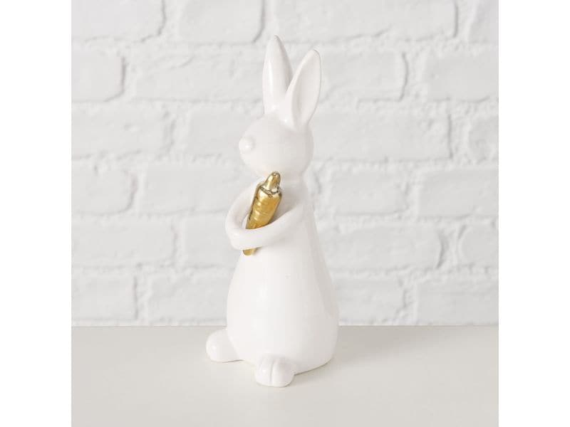 Boltze Aufsteller Hase Hopsi 17 cm, Keramik, Weiss Osterdeko