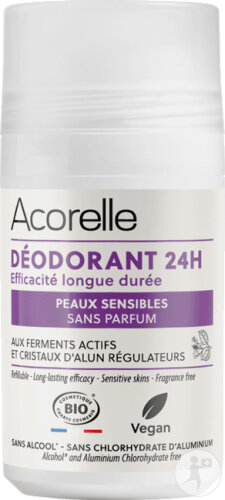 Acorelle Déodorant Roll-On 24h Peaux Sensibles Bio Certifié Flacon 50ml